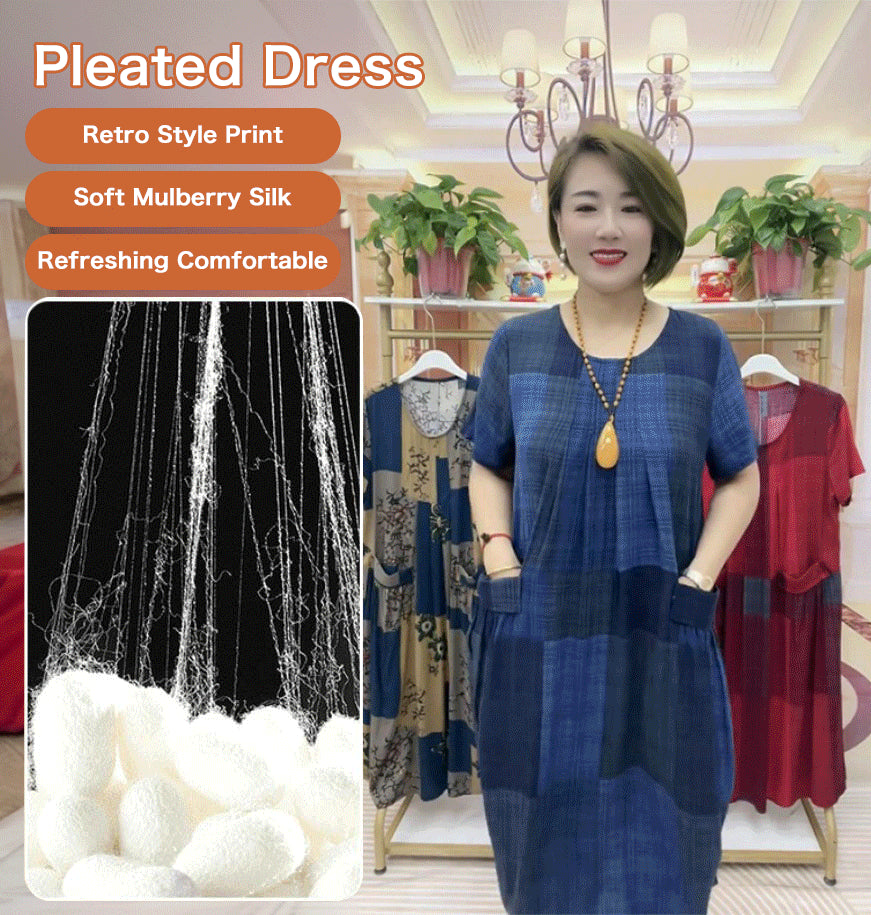 👗❤️【50–100 kg】2025 kostkované cestovní šaty, módní ležérní pohodlné šaty pro maminku -- 3939650