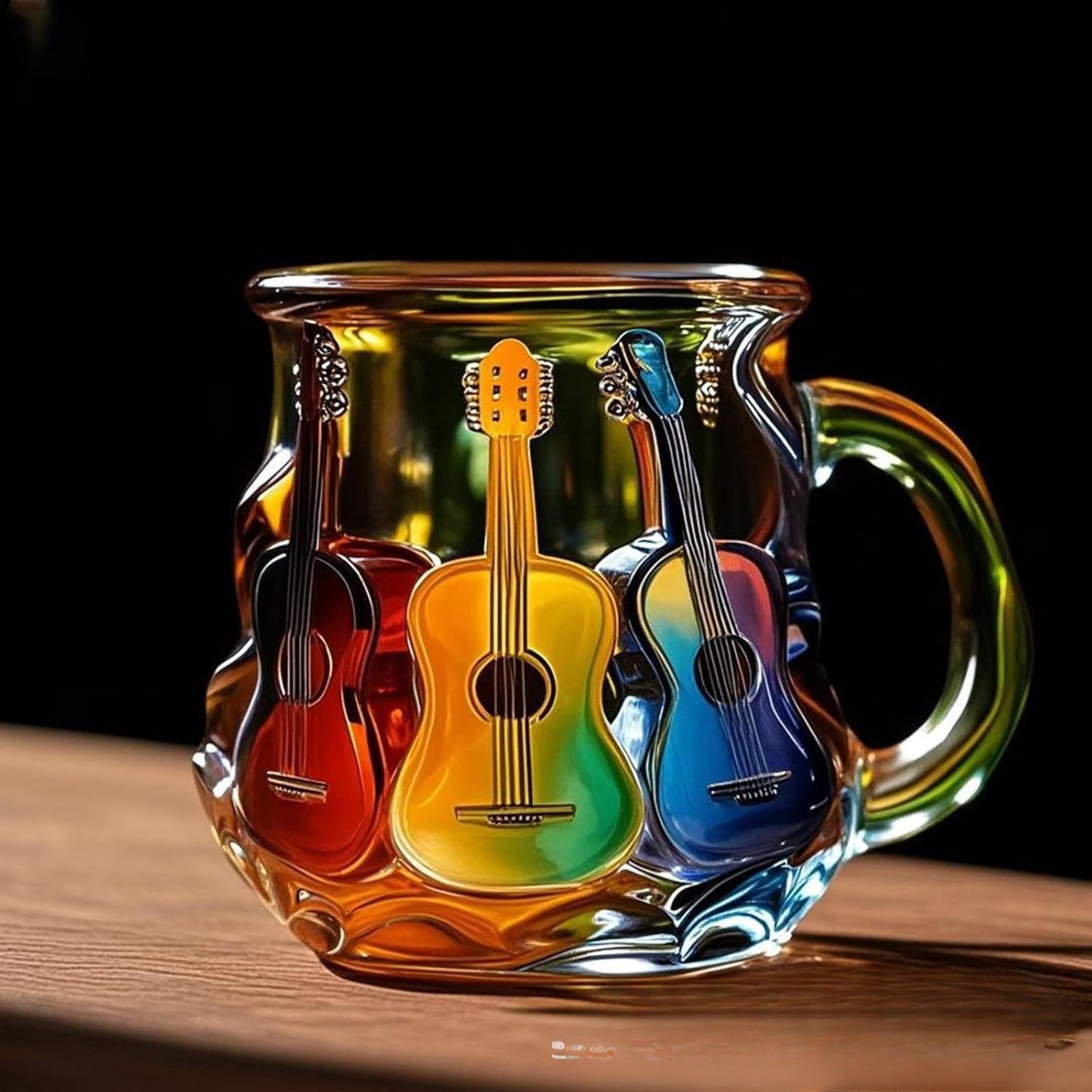 🎸【Letní výprodej】3D malovaný hrnek na kávu s motivem kytary, bezpečné a odolné
