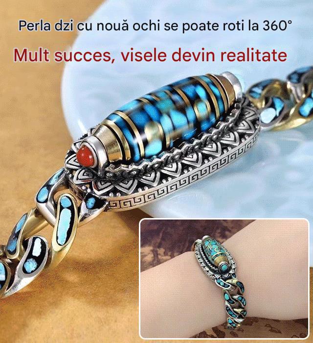 ✨【Kupte 1 a získejte 1 zdarma】 Retro náramek 925 Sterling Silver Retro Šestimístný tyrkysový Mantra Transfer Beads-3847466