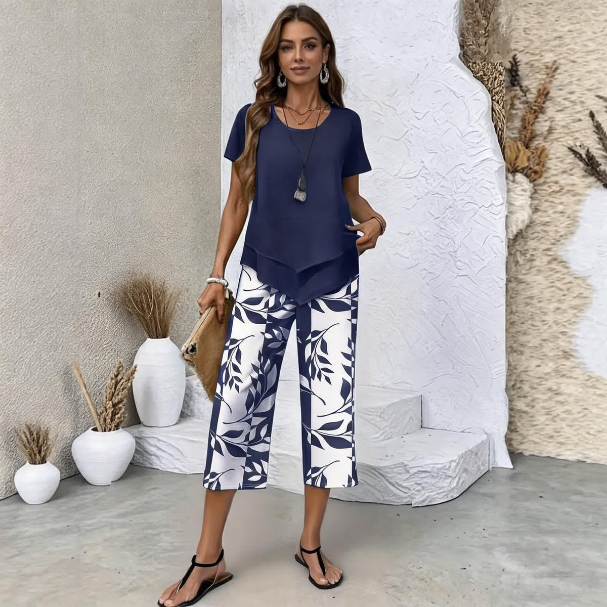 纯新品【S-5XL】VERDALISSE | Conjunto Fresco Brisa de 2 Piezas | Set de Verano Ligero y Elegante Multicolor