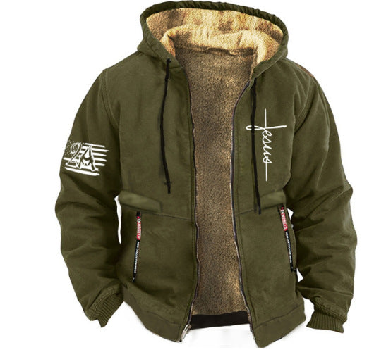 👏【S-3XL】Módní podzimní a zimní pánská bunda, teplý, měkký samet, volný střih 3798458
