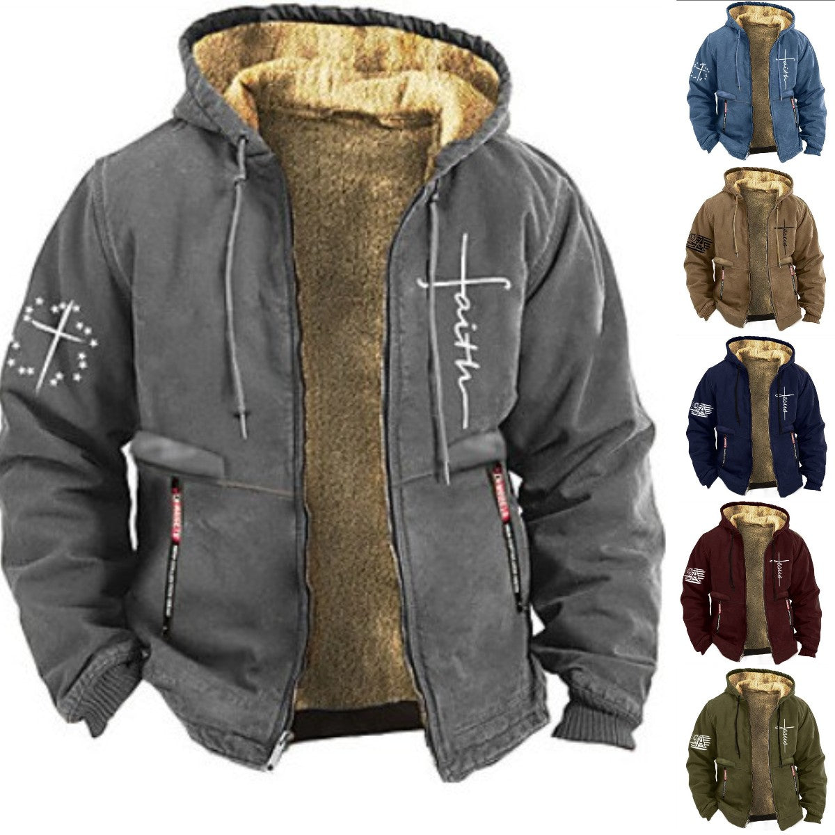👏【S-3XL】Módní podzimní a zimní pánská bunda, teplý, měkký samet, volný střih 3798458