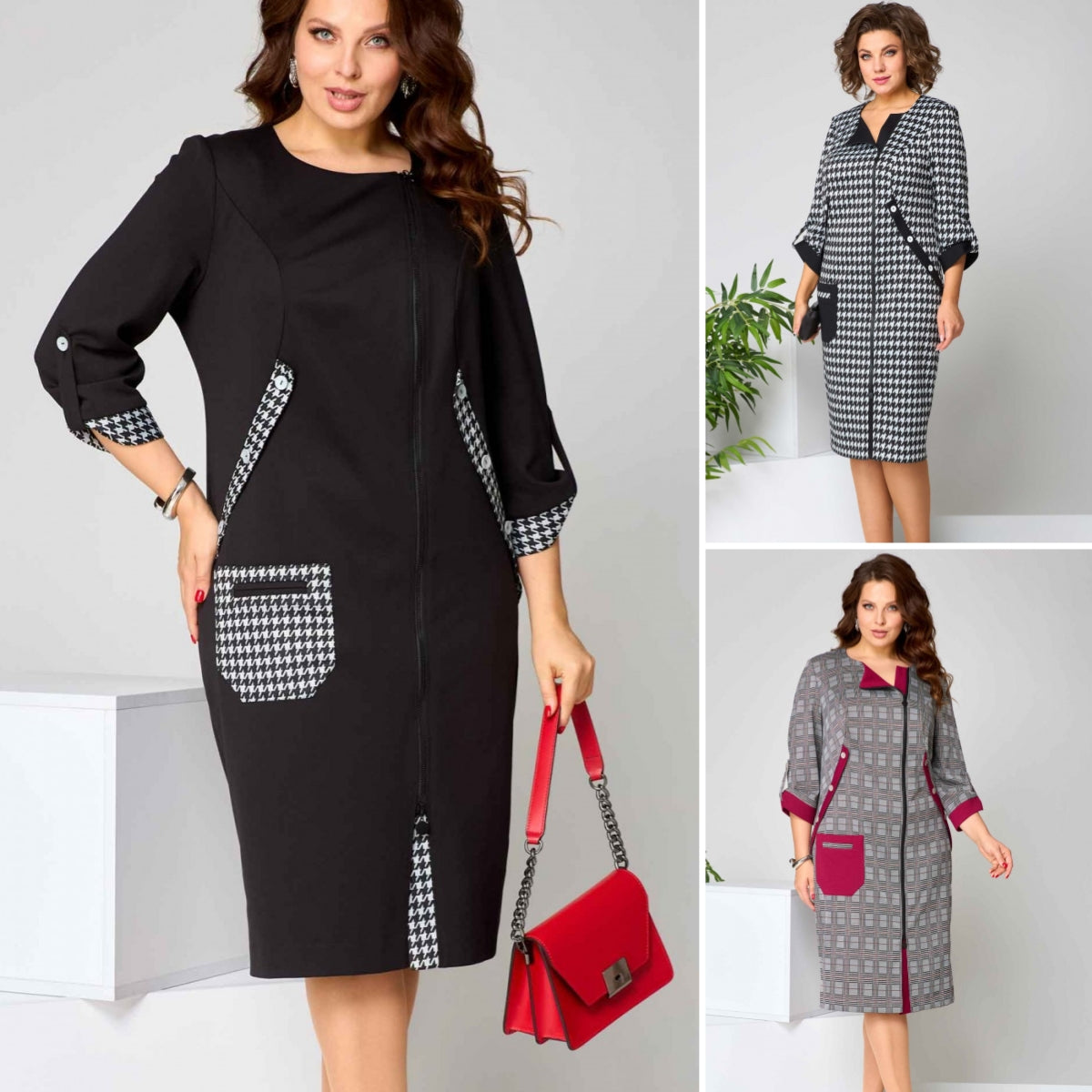👗🎉【Časově omezená sleva】【S-5XL】2024 Nové podzimní a zimní vysoce kvalitní dámské elegantní módní šaty-3846223