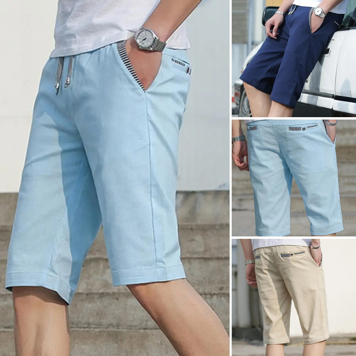 💥【M-5XL】Nové pánské letní ležérní 5ti bodové kraťasy, vyrobené z bavlny a lnu ✅ pohodlné a prodyšné ✅ -- 3928878