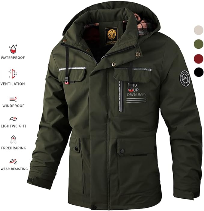 🔥 🔥【M-6XL】2024 nová podzimní a zimní pánská sametově zesílená teplá větruodolná a nepromokavá bunda-3833152