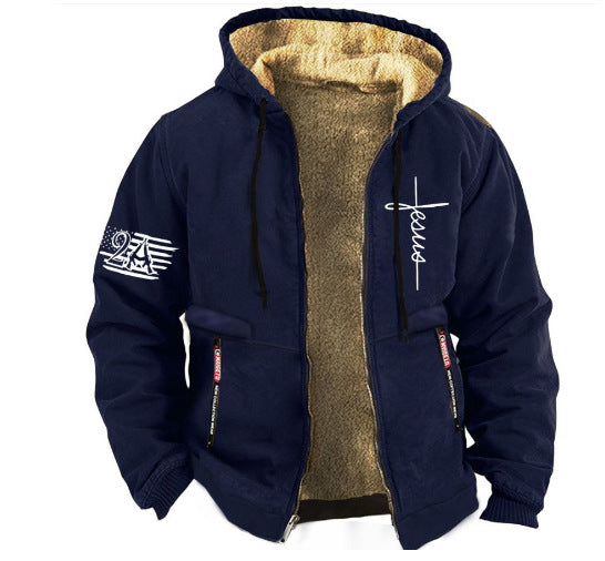 👏【S-3XL】Módní podzimní a zimní pánská bunda, teplý, měkký samet, volný střih 3798458