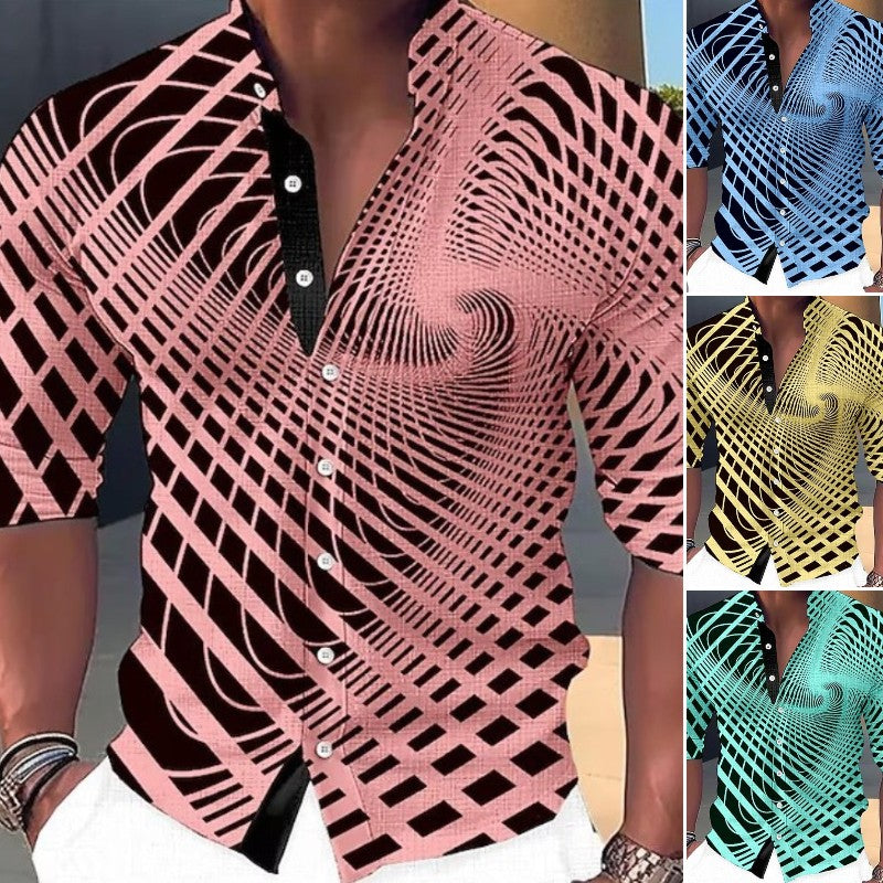 🔥 👔【S-6XL】Pánská trendy ležérní košile s dlouhým rukávem s 3D digitálním potiskem --3926171