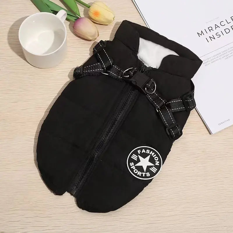 🐱🐶❄️ Abrigo acolchado y calentito para perros y gatos, impermeable, con elementos reflectantes y arnés integrado. ¡Tallas de la S a la 5XL para todas las razas! ✨