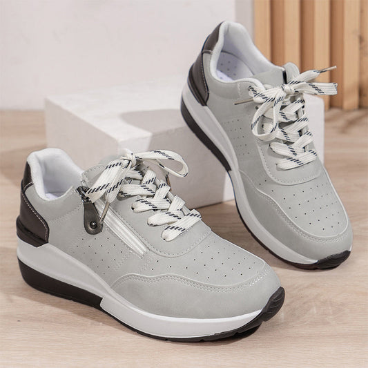 Zapatillas para mujer, modernas y cómodas, con cremallera lateral y plataforma.