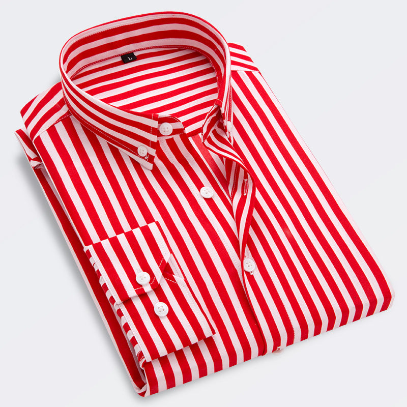 👔【M-5XL】Pánská neformální obchodní košile s pruhy s dlouhým rukávem -- 3940689