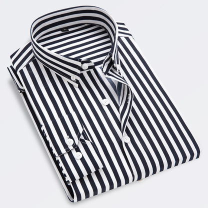 👔【M-5XL】Pánská neformální obchodní košile s pruhy s dlouhým rukávem -- 3940689