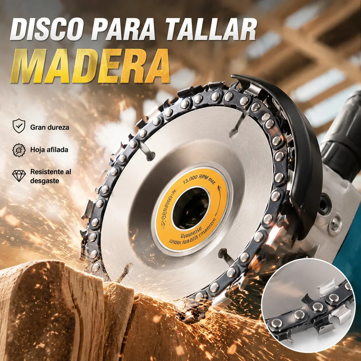 【2 piezas】Discos de cadena de motosierra de 4 pulgadas para tallado de madera – Accesorios para amoladora angular