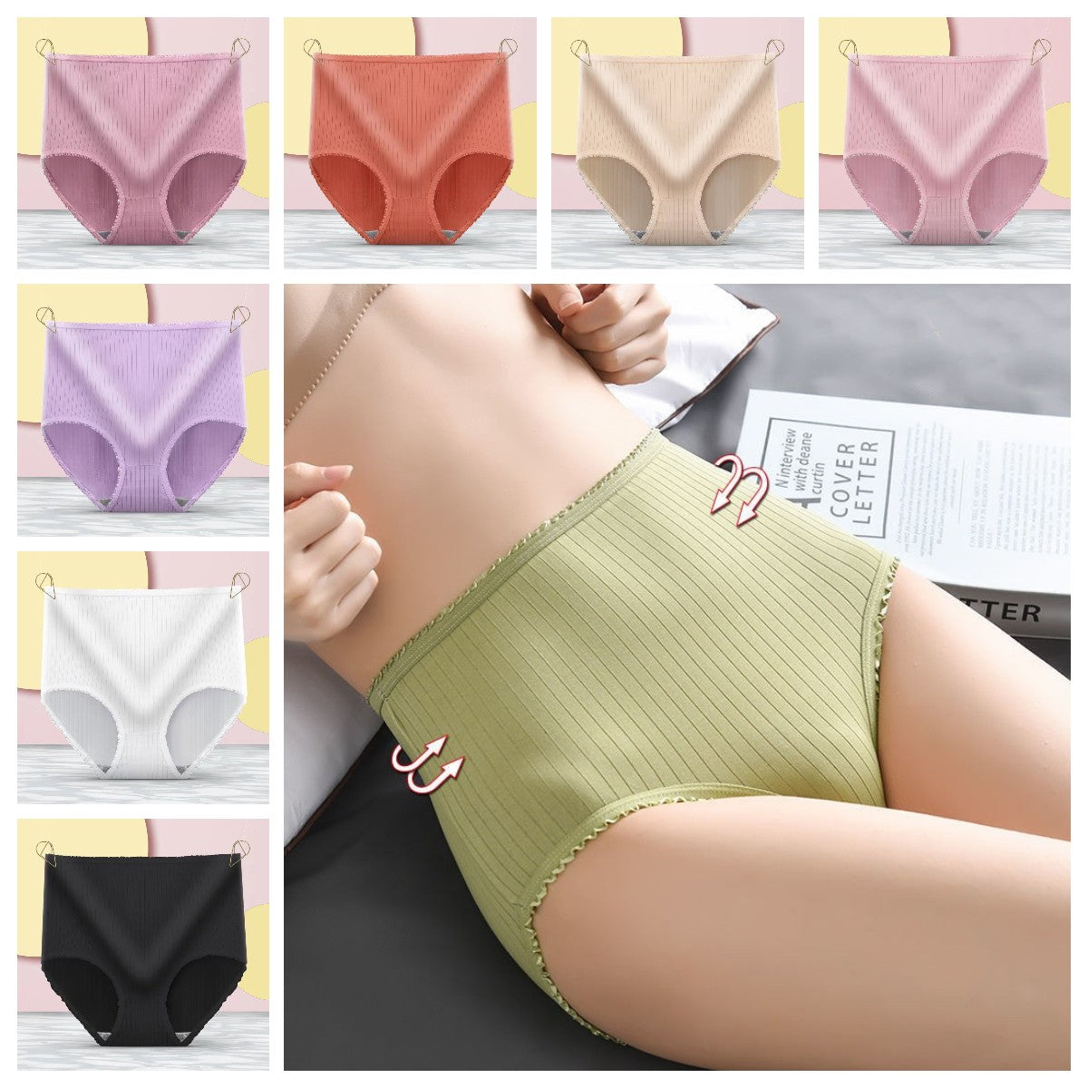 💖(8 ks) Poslední den 50% sleva - Antibakteriální voděodolné kalhotky s vysokým pasem -3877981