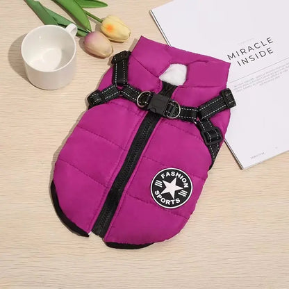 🐱🐶❄️ Abrigo acolchado y calentito para perros y gatos, impermeable, con elementos reflectantes y arnés integrado. ¡Tallas de la S a la 5XL para todas las razas! ✨