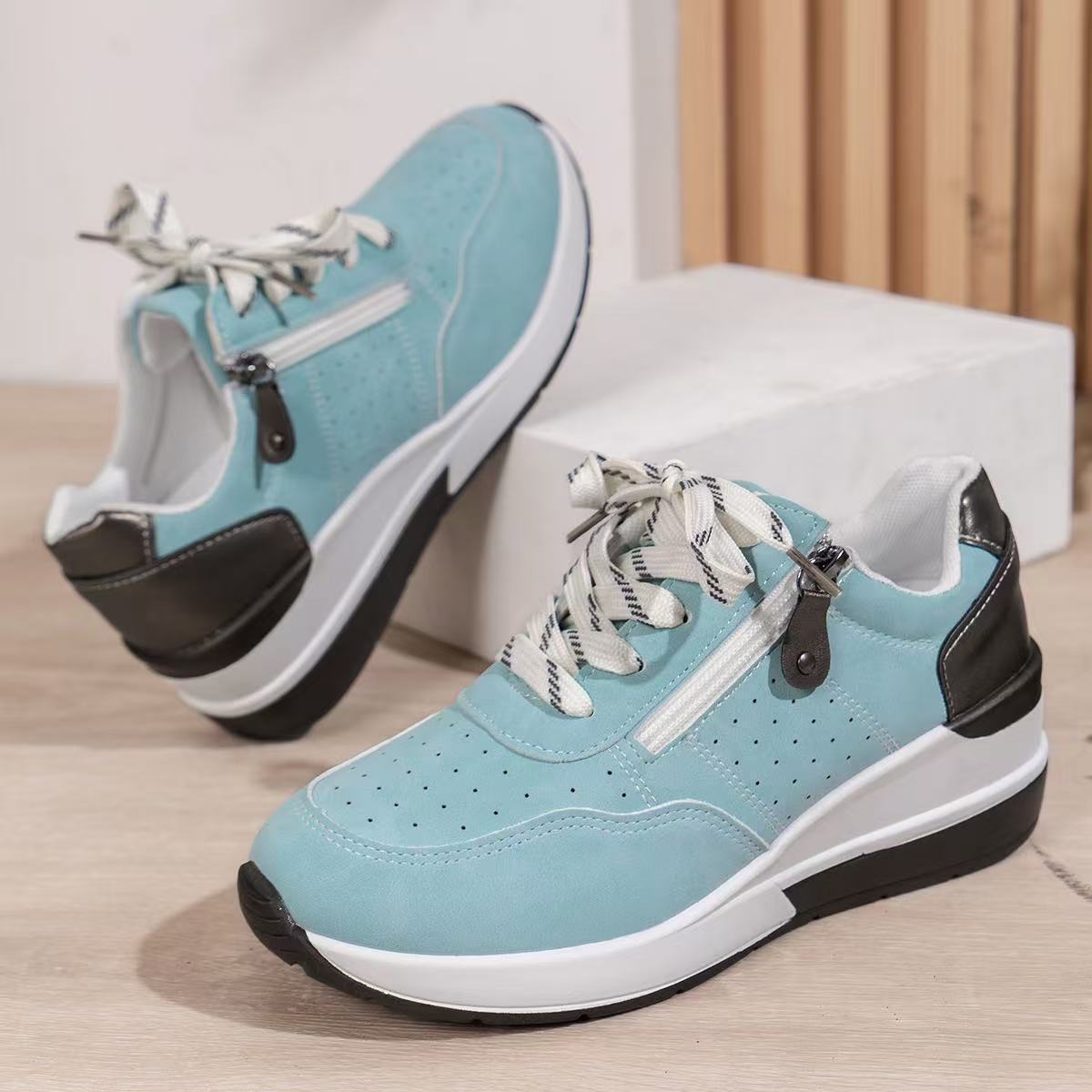 Zapatillas para mujer, modernas y cómodas, con cremallera lateral y plataforma.