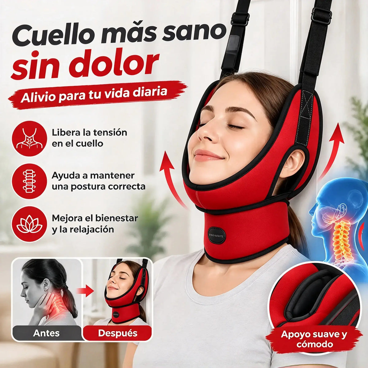 💥【Último día: 50 % de descuento】 Dispositivo de tracción cervical para colgar en la puerta: para estiramiento del cuello y alivio del dolor