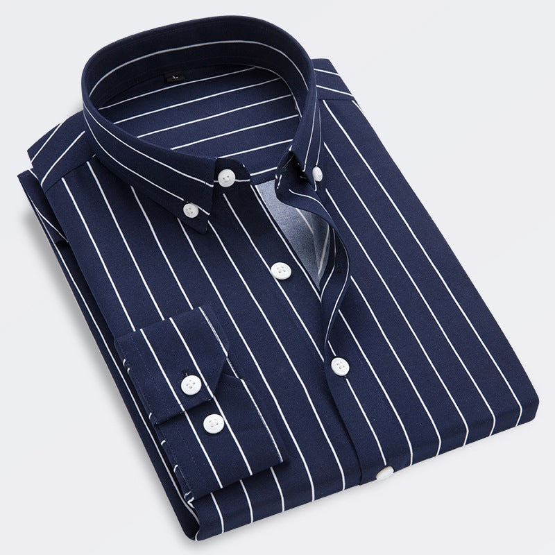 👔【M-5XL】Pánská neformální obchodní košile s pruhy s dlouhým rukávem -- 3940689
