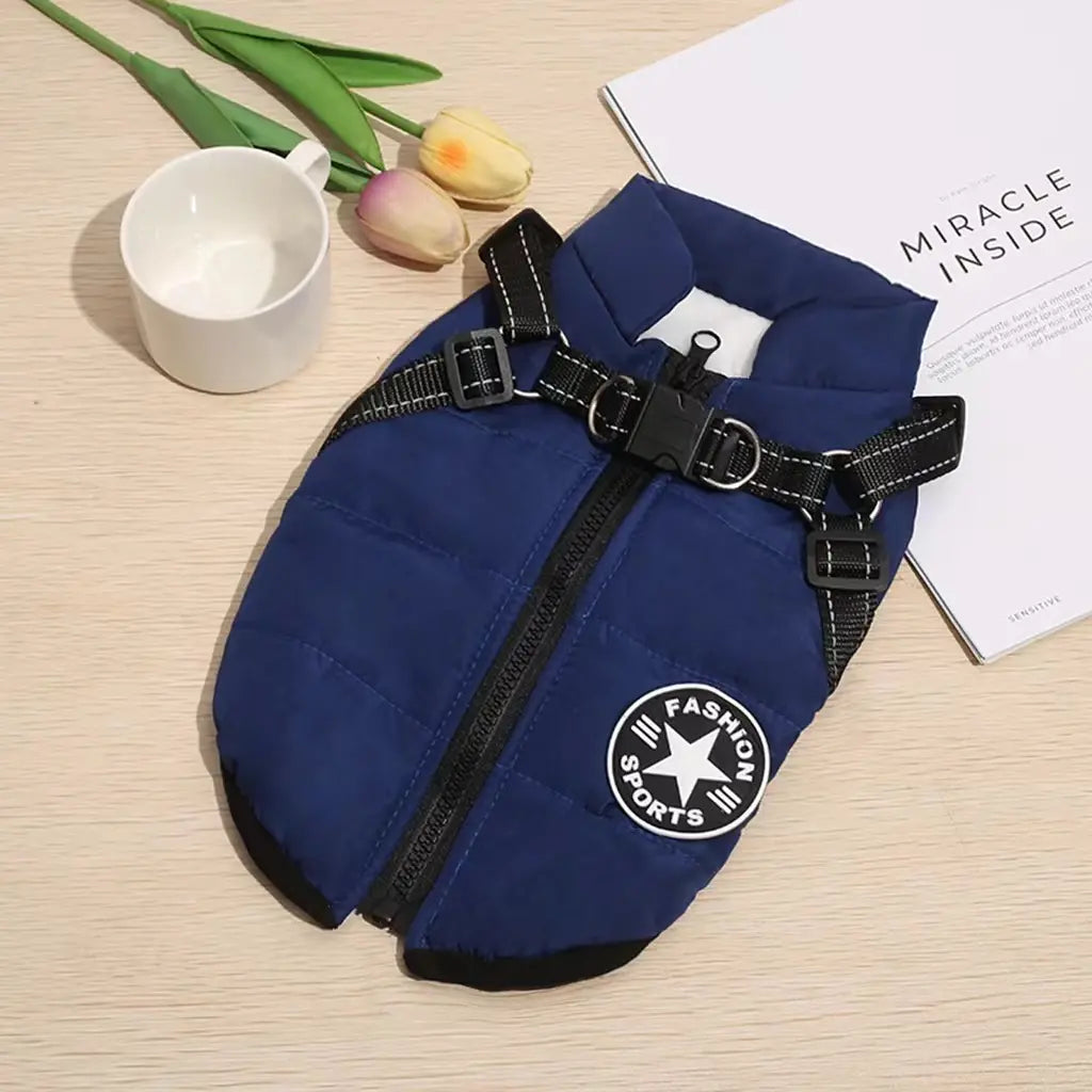 🐱🐶❄️ Abrigo acolchado y calentito para perros y gatos, impermeable, con elementos reflectantes y arnés integrado. ¡Tallas de la S a la 5XL para todas las razas! ✨