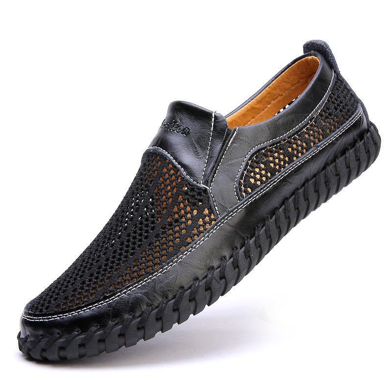 【38-48】👞Nové jarní a letní pánské síťované kožené boty - velká velikost - pravá hovězí kůže, odolné proti potu a zápachu, prodyšné a pohodlné-3927202