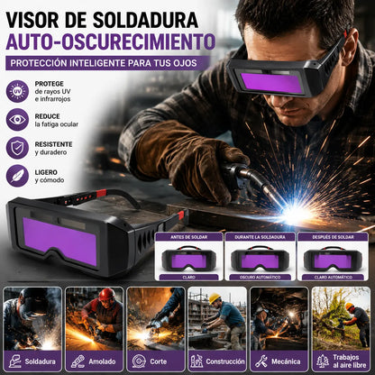 🔥⚡ Gafas de soldadura con oscurecimiento automático – Visor fotosensible y banda ajustable para mayor comodidad