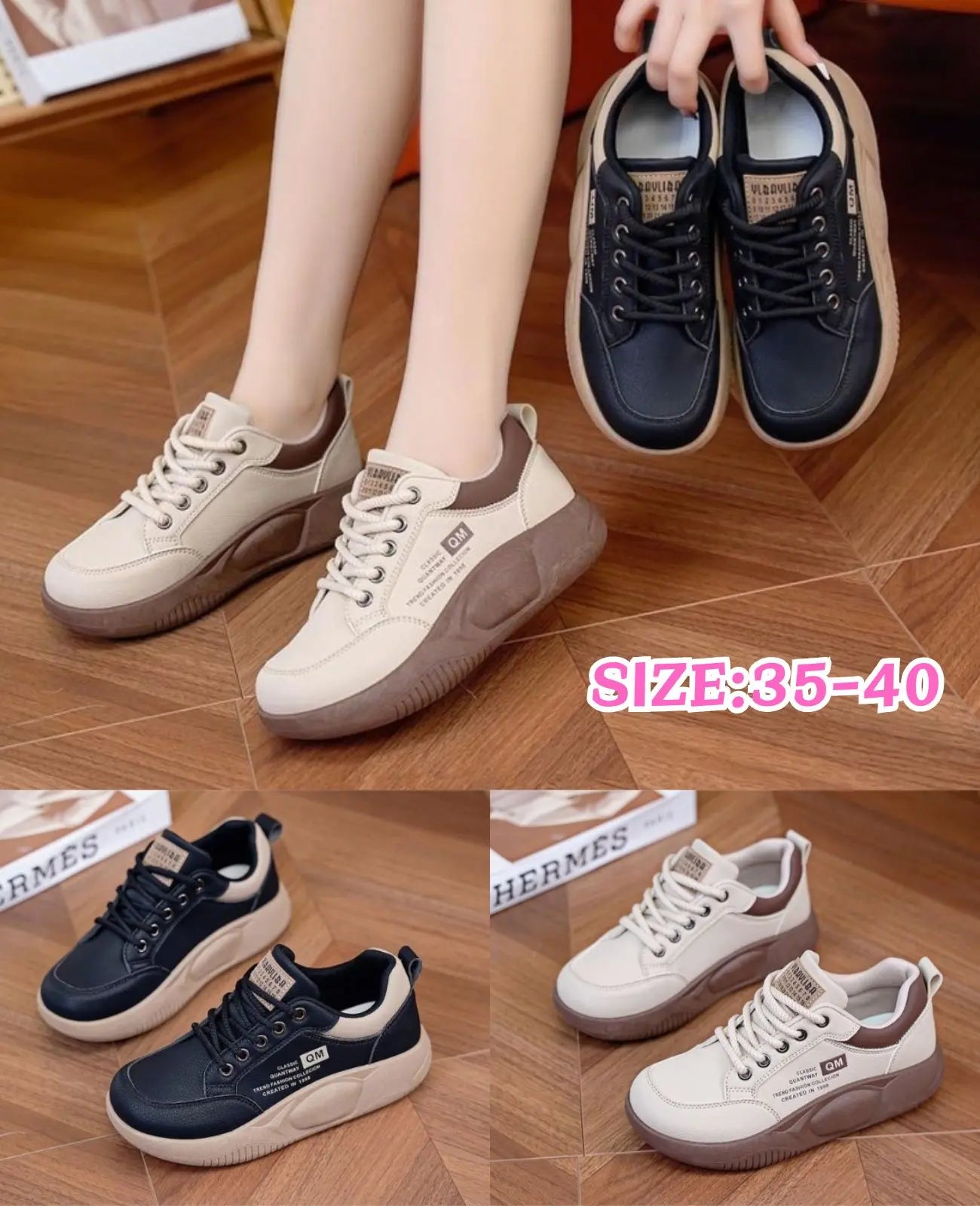 【35-40】Zapatillas casuales modernas con suela gruesa, Modelo 2026
