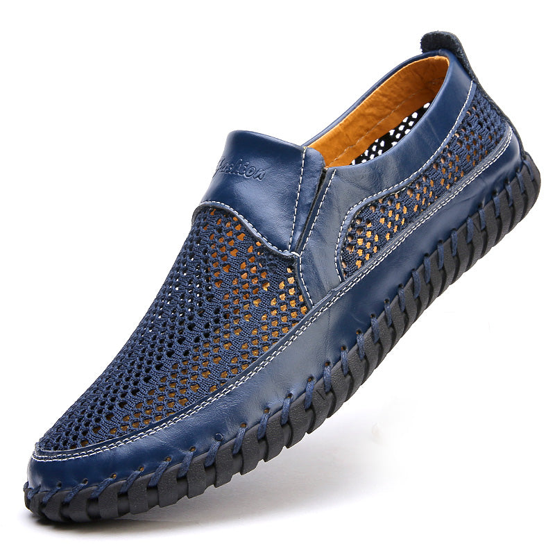 【38-48】👞Nové jarní a letní pánské síťované kožené boty - velká velikost - pravá hovězí kůže, odolné proti potu a zápachu, prodyšné a pohodlné-3927202