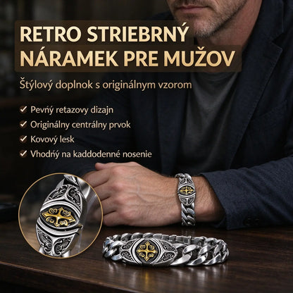 【50% off】✨【Vyrobené z čistého striebra】🔥Vintage pánsky náramok so vzorom šťastia, v mestskom punkovom štýle, ručne vyrobený pre jedinečný vzhľad