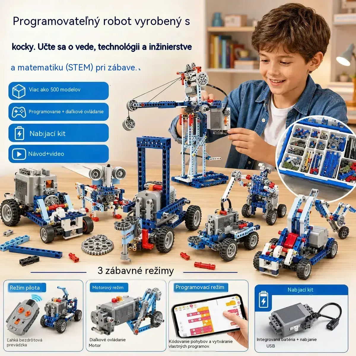 🔥【Posledný deň: zľava 50 %】🤖🧩【312 dielikov】Programovateľná stavebnica robota, kompatibilná s LEGO