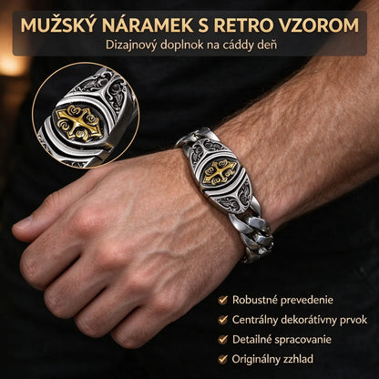 【50% off】✨【Vyrobené z čistého striebra】🔥Vintage pánsky náramok so vzorom šťastia, v mestskom punkovom štýle, ručne vyrobený pre jedinečný vzhľad