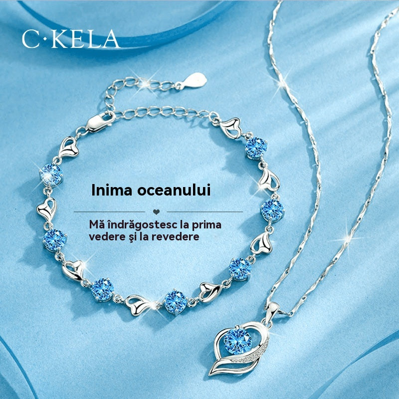 ✨✨【Kupte 1 a dostanete 1 zdarma】💎 Sada náramků ze stříbra Heart of the Ocean 925 + náhrdelník-3848786