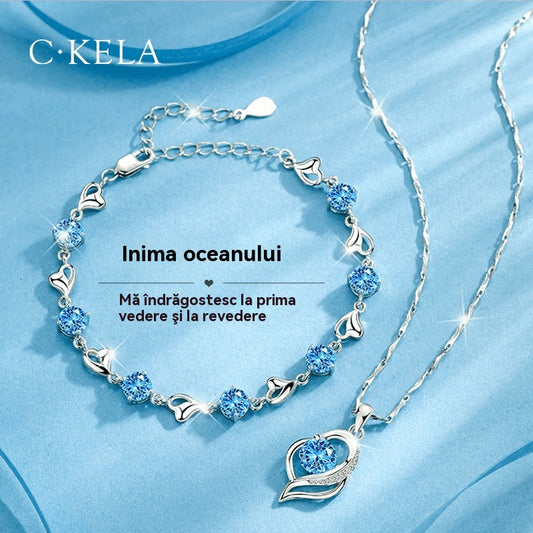 ✨✨【Kupte 1 a dostanete 1 zdarma】💎 Sada náramků ze stříbra Heart of the Ocean 925 + náhrdelník-3848786
