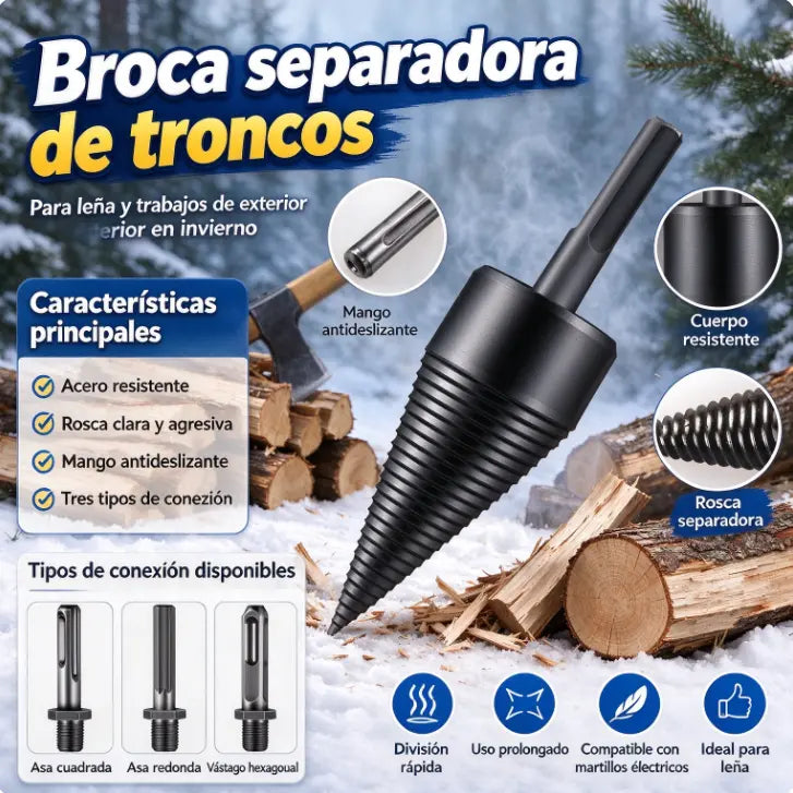 ✨¡Último día de descuento! 🌳Juego de brocas para madera: broca espiral cónica de alta resistencia para partir madera, que te ayudará a partirla rápidamente.