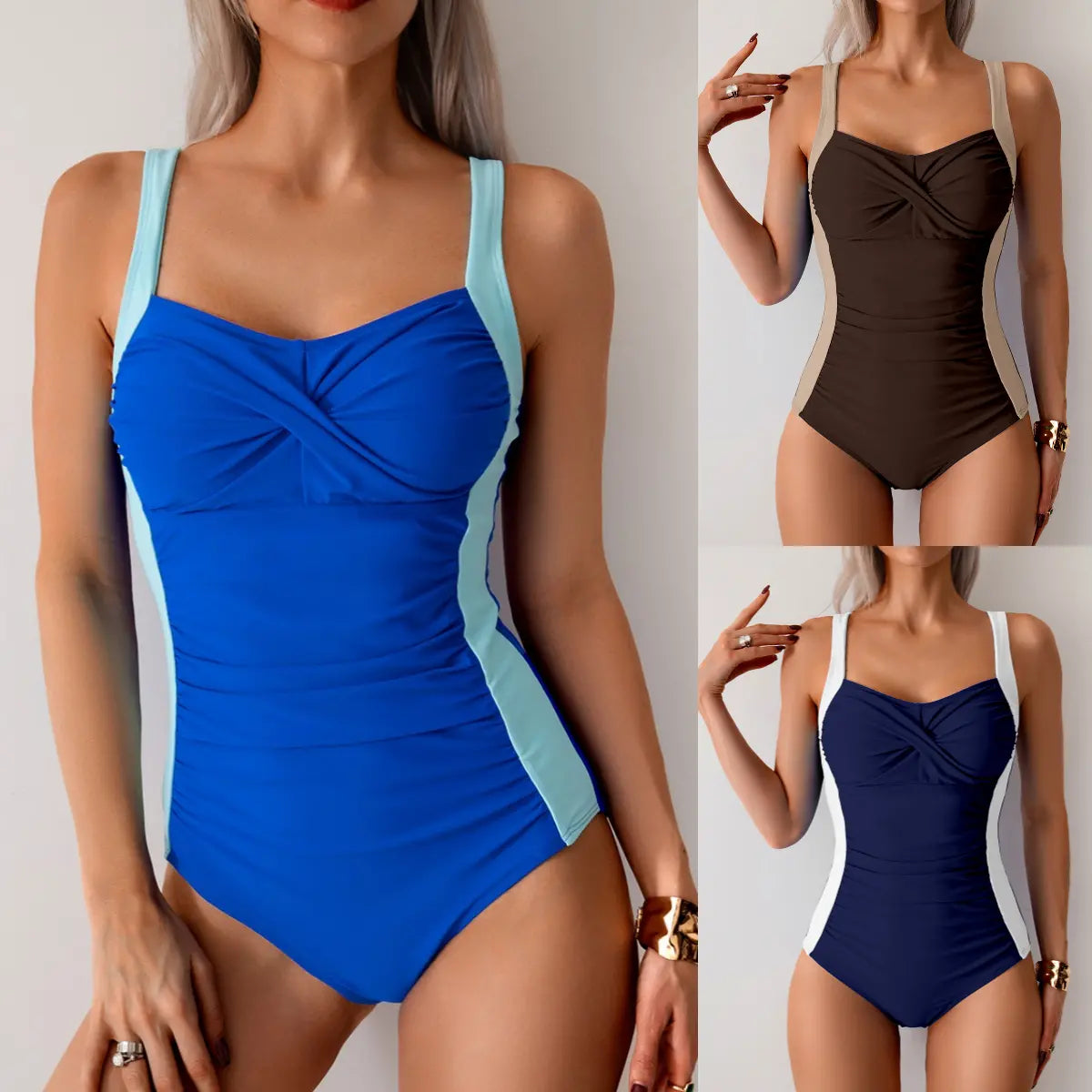 【S-2XL】🌊 Jednodielne tvarujúce plavky so zoštíhľujúcim efektom | Kontrastný dizajn ✨