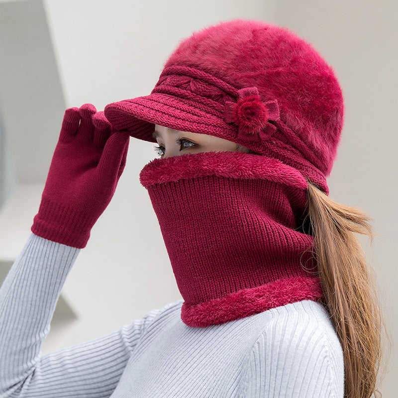 💥👒50% SLEVA-【Čepice+šátek】 Stylová plyšová čepice na podzim a zimu -- 3862706