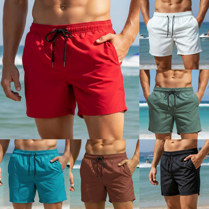 🌞【S-5XL】🌴Pánske elastické, športové, ležérne, jednofarebné plážové nohavice, ktoré sú rýchloschnúce, priedušné a pohodlné
