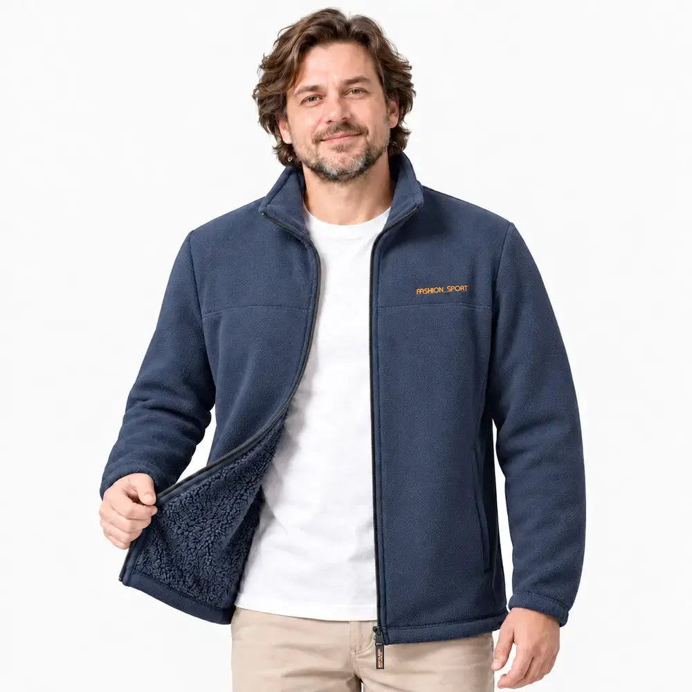 🧥🔥【XL–5XL】Nová pánska fleecová bunda – zateplená, hrubá a teplá so stojacím golierom a zipsom.