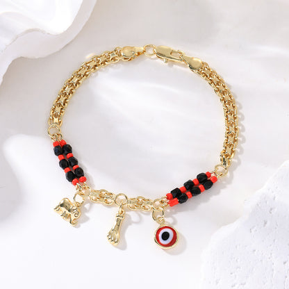 📿 ¡OFERTA POR TIEMPO LIMITADO CON UN 50% DE DESCUENTO! 🌀 Pulsera boho con amuletos y un elefante de la suerte: colgantes simbólicos, forma ajustable, baño de oro y 7 estilos ✨