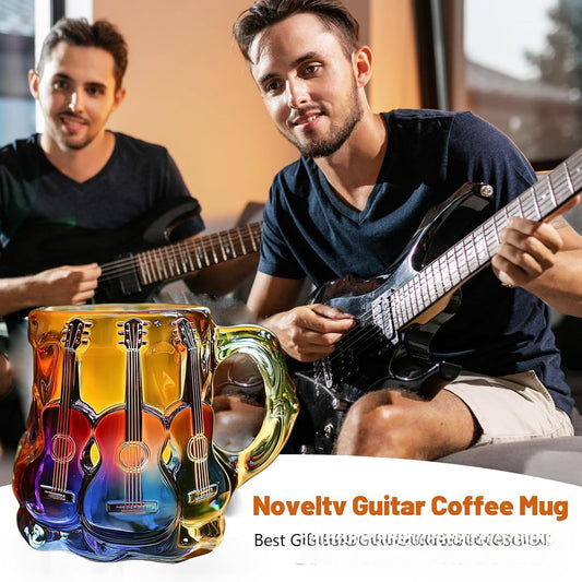 🎸【Letní výprodej】3D malovaný hrnek na kávu s motivem kytary, bezpečné a odolné