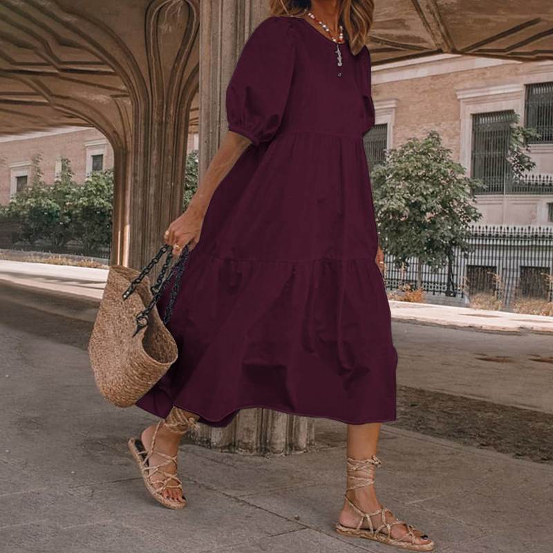 ✨【S-5XL】Dámske letné šaty v bohémskom štýle, retro šaty s okrúhlym výstrihom v rôznych farbách