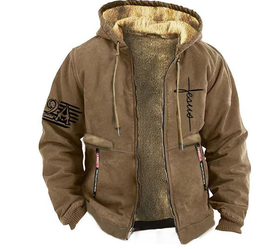 👏【S-3XL】Módní podzimní a zimní pánská bunda, teplý, měkký samet, volný střih 3798458