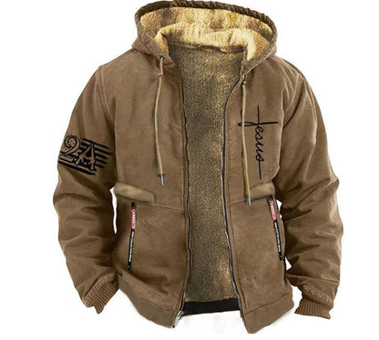 👏【S-3XL】Módní podzimní a zimní pánská bunda, teplý, měkký samet, volný střih 3798458