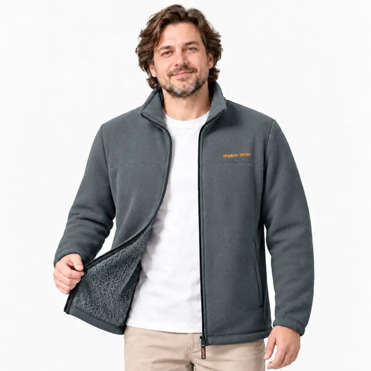 🧥🔥【XL–5XL】Nová pánska fleecová bunda – zateplená, hrubá a teplá so stojacím golierom a zipsom.