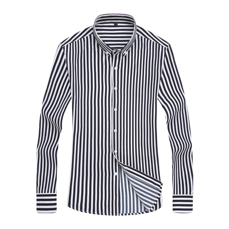 👔【M-5XL】Pánská neformální obchodní košile s pruhy s dlouhým rukávem -- 3940689
