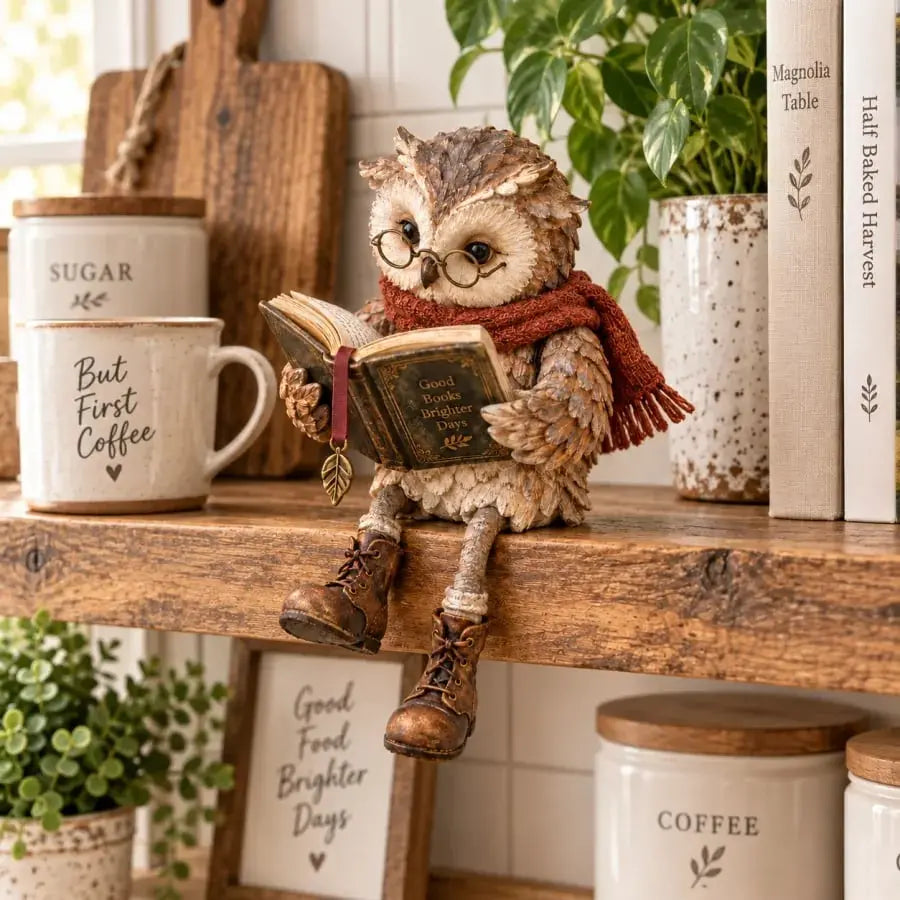 💥 Zľava 50% po obmedzenú dobu! 🦉 Rozkošná figúrka sovy, ktorá číta