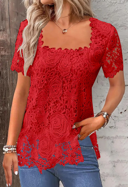 🌼🌼【S-5XL】🔶2025 nové horké letní tričko se stylovým krajkovým potiskem