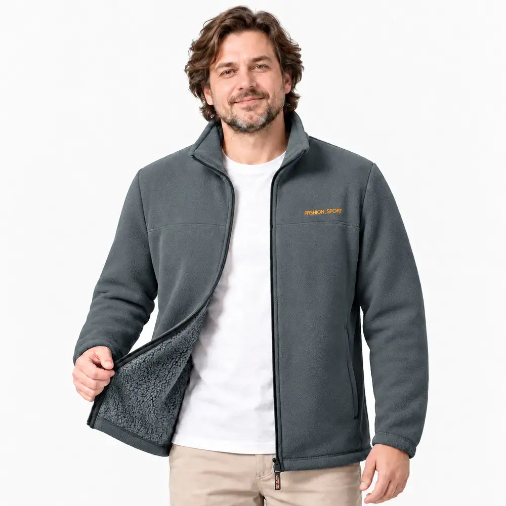 🧥🔥【XL–5XL】Nová pánska fleecová bunda – zateplená, hrubá a teplá so stojacím golierom a zipsom.