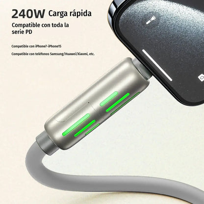 🌈 ¡Un solo cable, más comodidad! Cable de carga multifunción con luces RGB ✨