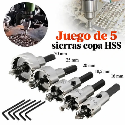 🔩⚙️【Juego de 5 piezas】Sierras de corona de acero rápido (HSS) con recubrimiento de titanio