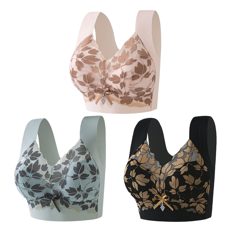 💌🌈【3 kusy】【M-4XL】Velká krajková podprsenka bez ocelových kroužků, luxusní, krásná záda, sexy, krásná záda