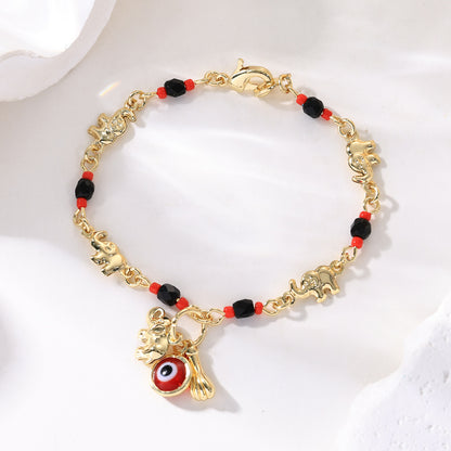 📿 ¡OFERTA POR TIEMPO LIMITADO CON UN 50% DE DESCUENTO! 🌀 Pulsera boho con amuletos y un elefante de la suerte: colgantes simbólicos, forma ajustable, baño de oro y 7 estilos ✨